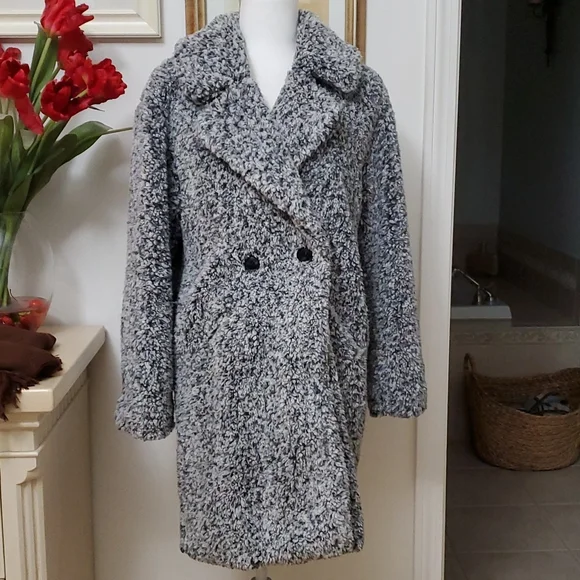 Lucky brand faux fur fleece coat - Picture 2 of 8